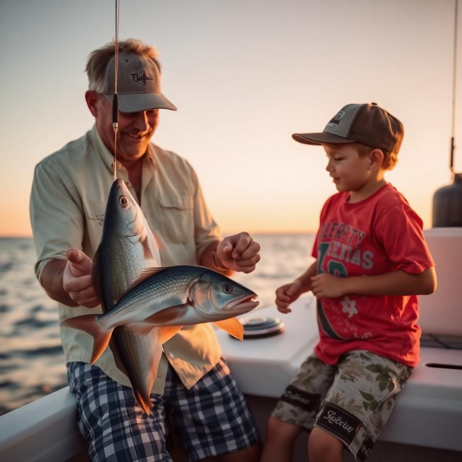 Father and son fishing
